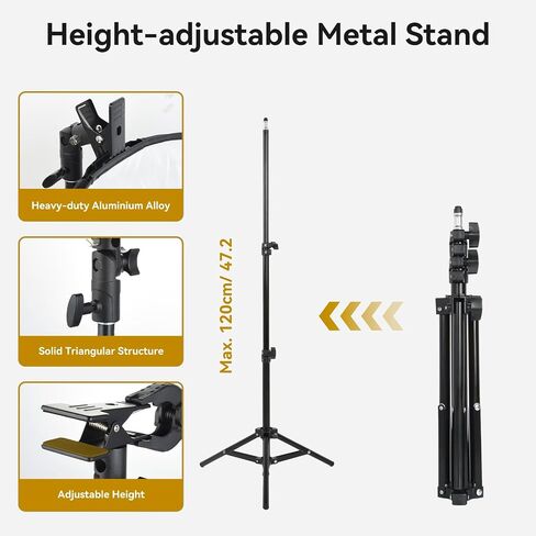 43"/110cm Photography Reflector with Stand & Clamp | 5-in-1 Multi Disc Translucent/Silver/Gold/White/Black Photography Reflector Collapsible Light Reflector for Studio Outdoor in Kuwait