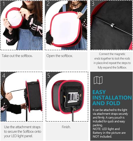 NEEWER 2 Pack LED Light Panel Softbox for 660 480 Video Light, Outer 16.3"x6.5", Inner 9.8"x8.7" Foldable Diffuser for Photo Studio Shooting in Kuwait