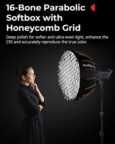 SmallRig FP-60 23.6" Parabolic Softbox with Bowens Mount for Studio Photography, Quick Release Soft Box with Honeycomb Grid, Diffusers, for SMALLRIG RC 220 pro, for Neewer for Godox for Aputure - 5396 in Kuwait