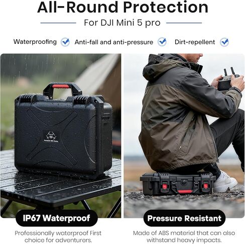STARTRC Dual Layer Waterproof Hard Case for DJI Mini 5 Pro Drone, Fly More Combo, RC2/RC-N3, Batteries(6 pcs), Charging Hub, 65W Charger, Filter Set, Landing Pad & More Accessories in Kuwait