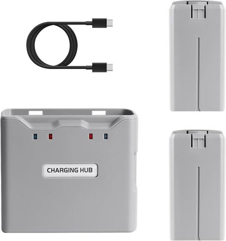 KUWATA Battery Charger Combo for DJI Mini 4K & Mini 2 Series, Includes Two 2400mAh Intelligent Flight Batteries and Two-Way Charging HUB, Up to 31 Mins of Flight Time in Kuwait