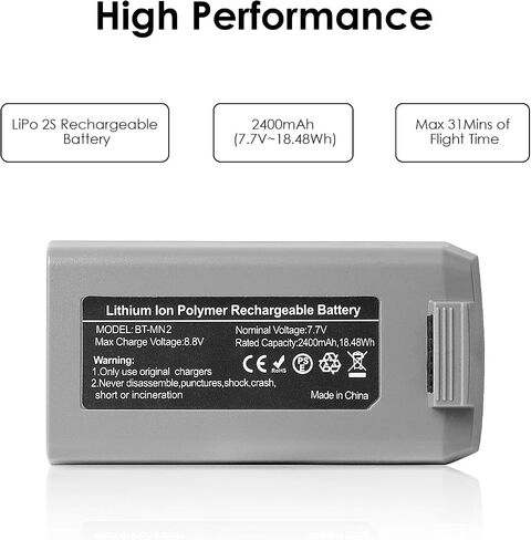 KUWATA Battery Charger Combo for DJI Mini 4K & Mini 2 Series, Includes Two 2400mAh Intelligent Flight Batteries and Two-Way Charging HUB, Up to 31 Mins of Flight Time in Kuwait