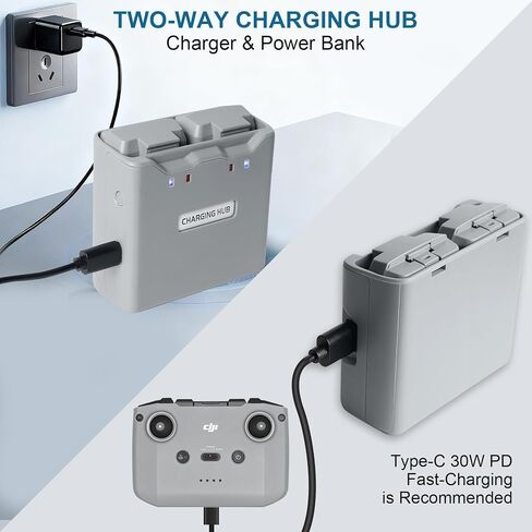 KUWATA Battery Charger Combo for DJI Mini 4K & Mini 2 Series, Includes Two 2400mAh Intelligent Flight Batteries and Two-Way Charging HUB, Up to 31 Mins of Flight Time in Kuwait