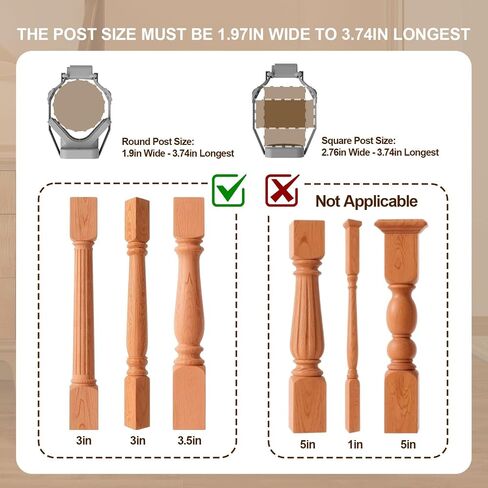 2-Pack No Hole Stairway Baby Gate Mounting Kit | No‑Drill Retractable Baby Gates Part Fit 1.9"–3.74" Round & 2.76"–3.74" Square Posts in Kuwait