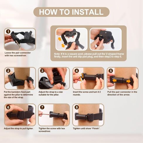 2-Pack No Hole Stairway Baby Gate Mounting Kit | No‑Drill Retractable Baby Gates Part Fit 1.9"–3.74" Round & 2.76"–3.74" Square Posts in Kuwait