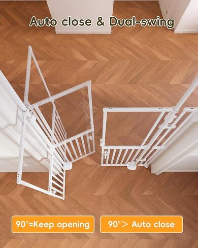 74.8"-90.5" Tall Cat Gate, 33.8"-38.2" Width Pet Gate with Auto-Close Double Door and Clear View Panel, No Drilling Pressure Mount for Doorway Indoor Stairs Hallway in Kuwait