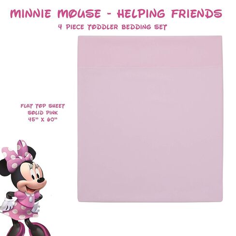 Disney Minnie Mouse Helping Friends 4 Piece Toddler Bedding set - Fitted Sheet, Pillow Case, Top Sheet, and Comforter Quilt - Pink in Kuwait