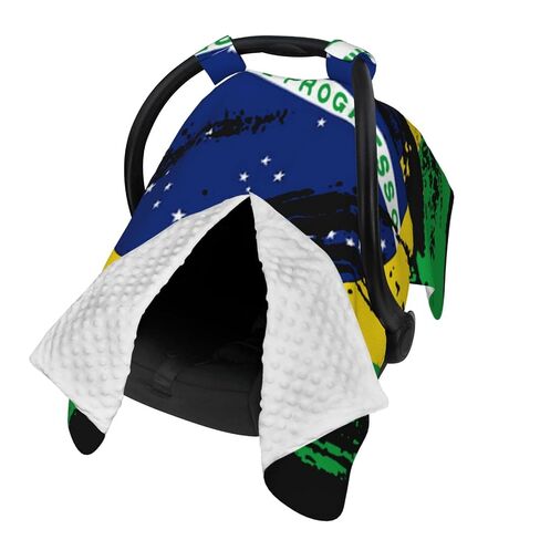 Vintage Brazilian Flag Baby Car Seat Cover & Breastfeeding Nursing Cover - Breathable Stretch Fabric Multi-Use Nursing Cover for Breastfeeding in Kuwait