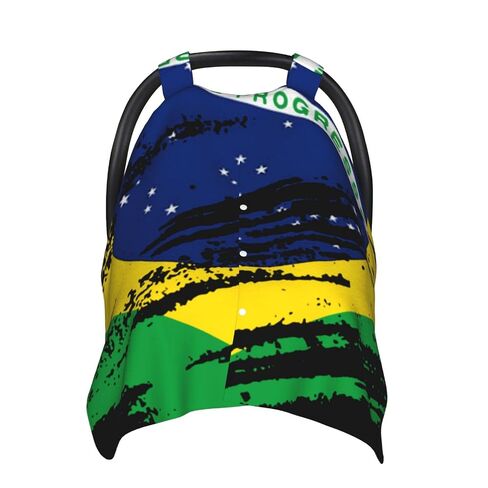 Vintage Brazilian Flag Baby Car Seat Cover & Breastfeeding Nursing Cover - Breathable Stretch Fabric Multi-Use Nursing Cover for Breastfeeding in Kuwait