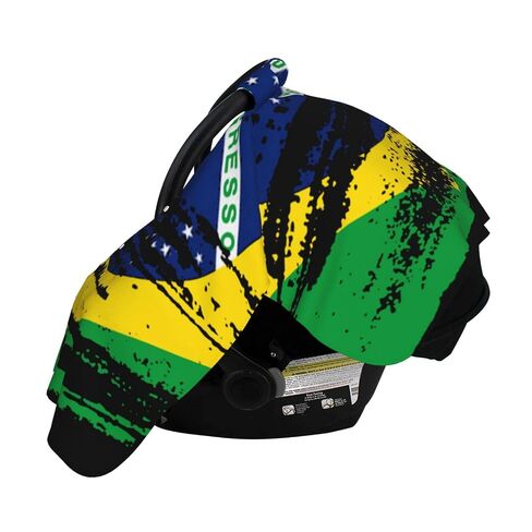 Vintage Brazilian Flag Baby Car Seat Cover & Breastfeeding Nursing Cover - Breathable Stretch Fabric Multi-Use Nursing Cover for Breastfeeding in Kuwait