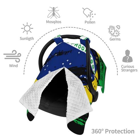 Vintage Brazilian Flag Baby Car Seat Cover & Breastfeeding Nursing Cover - Breathable Stretch Fabric Multi-Use Nursing Cover for Breastfeeding in Kuwait