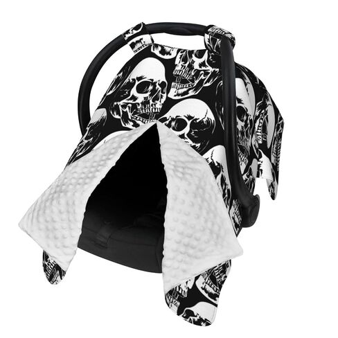 Black Skull Head Baby Car Seat Cover & Breastfeeding Nursing Cover - Breathable Stretch Fabric Multi-Use Nursing Cover for Breastfeeding in Kuwait