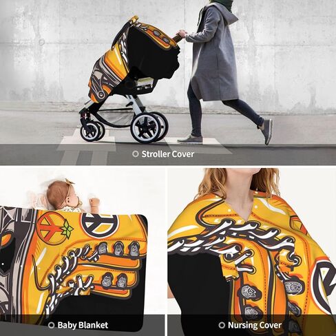 Roller Skates Print Baby Car Seat Cover & Breastfeeding Nursing Cover - Breathable Stretch Fabric Multi-Use Nursing Cover for Breastfeeding in Kuwait