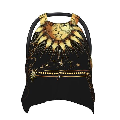 Sun Crescent Moon Stars Astrology Tarot Cards Baby Car Seat Cover & Breastfeeding Nursing Cover - Breathable Stretch Fabric Multi-Use Nursing Cover for Breastfeeding in Kuwait