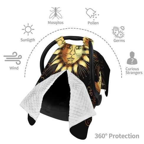 Sun Crescent Moon Stars Astrology Tarot Cards Baby Car Seat Cover & Breastfeeding Nursing Cover - Breathable Stretch Fabric Multi-Use Nursing Cover for Breastfeeding in Kuwait