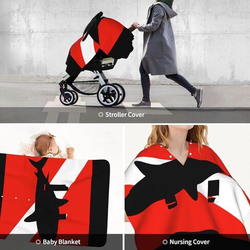 Scuba Diving Shark Baby Car Seat Cover & Breastfeeding Nursing Cover - Breathable Stretch Fabric Multi-Use Nursing Cover for Breastfeeding in Kuwait