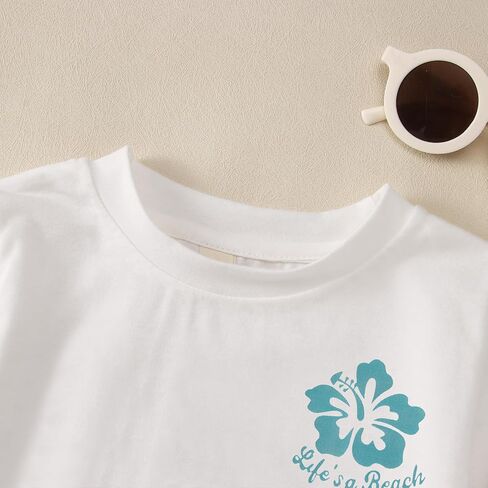 GLIGLITTR Toddler Girl Summer Vacation Shirt Life is A Beach Make Some Waves Funny Tshirt Kid Hawaiian Tropical Trip Top 2-8Y in Kuwait