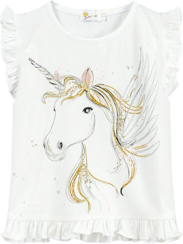 Toddler Baby Girl Short Sleeve Giraffe T-Shirt Ruffle Sleeve Cotton Unicorn Tank Tops Tee in Saudi Arabia