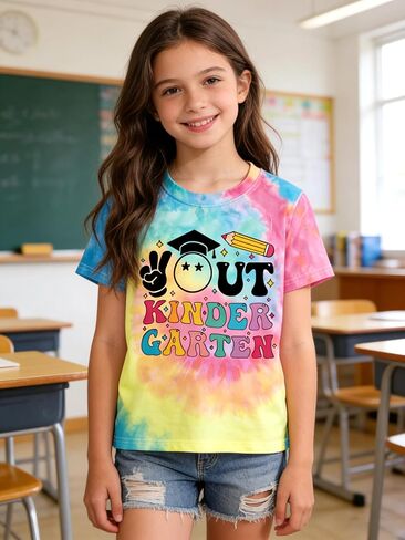 UNIQUEONE Kindergarten Graduation Shirt Kids - Out Kindergarten Tee Girls 2026 Last Day of School Short Sleeve Top in Kuwait