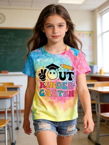 UNIQUEONE Kindergarten Graduation Shirt Kids - Out Kindergarten Tee Girls 2026 Last Day of School Short Sleeve Top in Kuwait