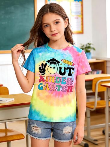 UNIQUEONE Kindergarten Graduation Shirt Kids - Out Kindergarten Tee Girls 2026 Last Day of School Short Sleeve Top in Kuwait