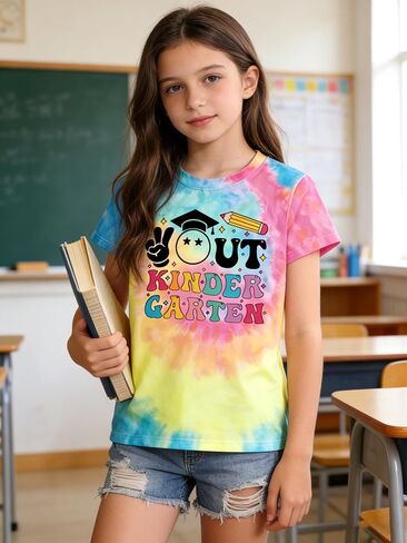 UNIQUEONE Kindergarten Graduation Shirt Kids - Out Kindergarten Tee Girls 2026 Last Day of School Short Sleeve Top in Kuwait