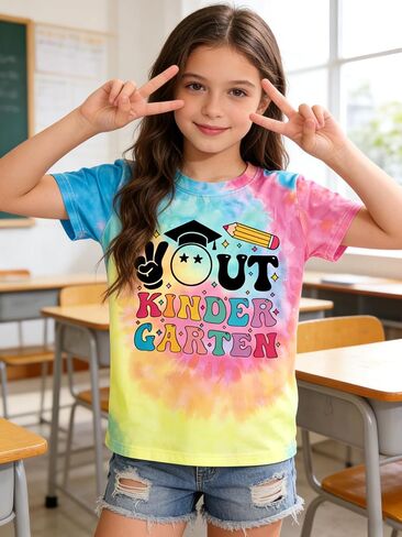 UNIQUEONE Kindergarten Graduation Shirt Kids - Out Kindergarten Tee Girls 2026 Last Day of School Short Sleeve Top in Kuwait