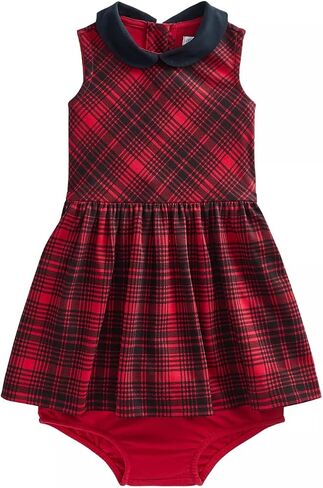 POLO RALPH LAUREN Baby Girls Plaid Ponte Dress & Bloomer 2 Piece Set (3 Months, Red(3001)/B) in Kuwait