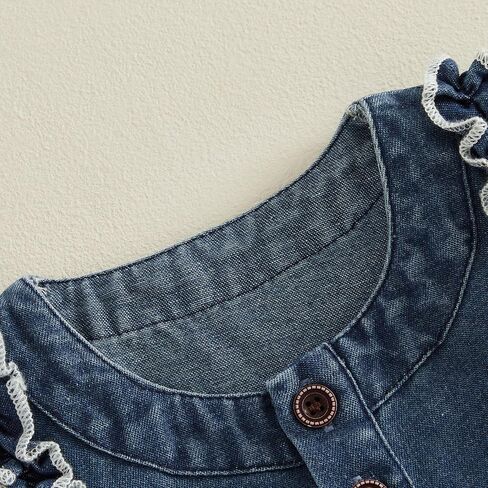 KMBANGI Toddler Baby Girl Denim Dress Sleeveless Ruffled Trim A-line Skirt Jeans Sundress Kids Western Cowgirl Clothes Summer in Kuwait