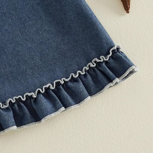 KMBANGI Toddler Baby Girl Denim Dress Sleeveless Ruffled Trim A-line Skirt Jeans Sundress Kids Western Cowgirl Clothes Summer in Kuwait