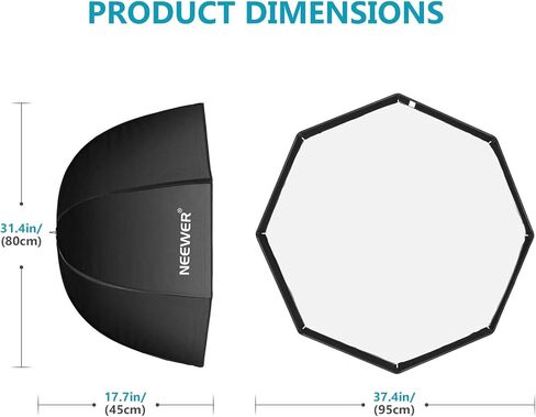 Neewer 47''/ 120cm Octagonal Softbox Umbrella with Carrying Bag for Portrait or Product Photography, Suitable for Canon Nikon Sony Speedlite, Studio Flash (Black) in Kuwait