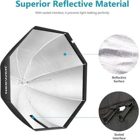 Neewer 47''/ 120cm Octagonal Softbox Umbrella with Carrying Bag for Portrait or Product Photography, Suitable for Canon Nikon Sony Speedlite, Studio Flash (Black) in Kuwait