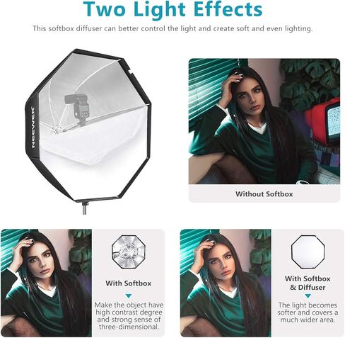 Neewer 47''/ 120cm Octagonal Softbox Umbrella with Carrying Bag for Portrait or Product Photography, Suitable for Canon Nikon Sony Speedlite, Studio Flash (Black) in Kuwait