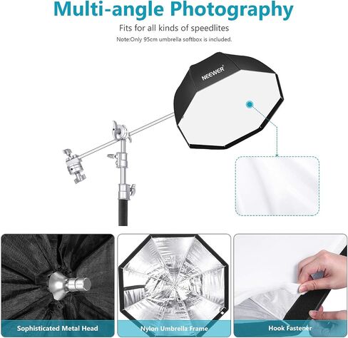 Neewer 47''/ 120cm Octagonal Softbox Umbrella with Carrying Bag for Portrait or Product Photography, Suitable for Canon Nikon Sony Speedlite, Studio Flash (Black) in Kuwait