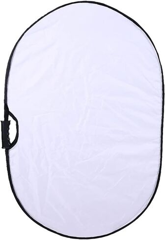 Portable Photography Silver and White Reflector Collapsible 2-in-1 Oval Reflector 23"x35" / 60x90cm Multi-Disc Light Reflector with Handle for Photo Studio Lighting & Outdoor Lighting in Kuwait