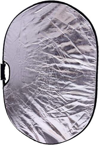 Portable Photography Silver and White Reflector Collapsible 2-in-1 Oval Reflector 23"x35" / 60x90cm Multi-Disc Light Reflector with Handle for Photo Studio Lighting & Outdoor Lighting in Kuwait