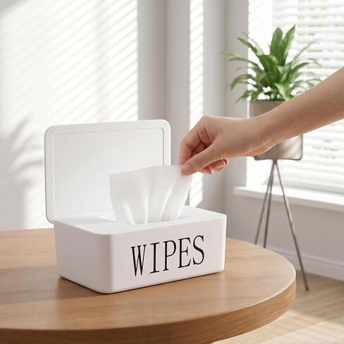 4 Pack Wipes Dispenser Container Holder Refillable Dustproof Storage Box with Lid for Bathroom Office Home, Black Gray White in Kuwait