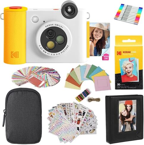 KODAK Smile+ 2-in-1 Digital Instant Print Camera & Wireless Bluetooth Photo Printer + KODAK 2"x3" Premium Photo Paper (50 Sheets) in Saudi Arabia