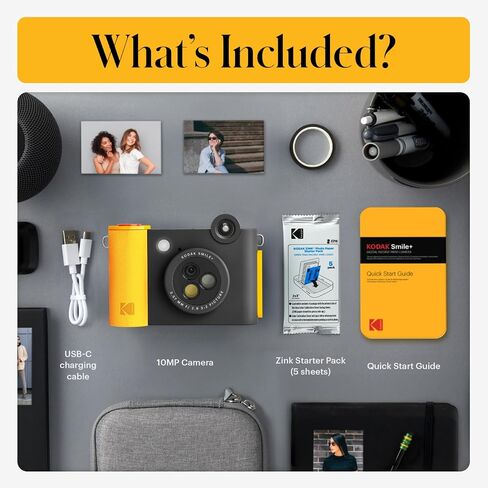 KODAK Smile+ 2-in-1 Digital Instant Print Camera & Wireless Bluetooth Photo Printer + KODAK 2"x3" Premium Photo Paper (50 Sheets) in Saudi Arabia