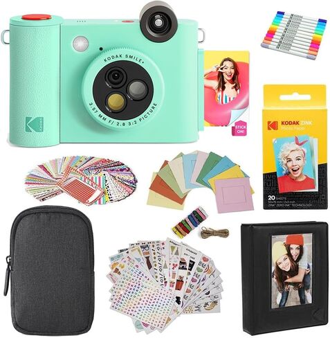 KODAK Smile+ 2-in-1 Digital Instant Print Camera & Wireless Bluetooth Photo Printer + KODAK 2"x3" Premium Photo Paper (50 Sheets) in Saudi Arabia