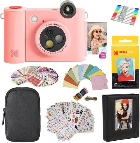 KODAK Smile+ 2-in-1 Digital Instant Print Camera & Wireless Bluetooth Photo Printer + KODAK 2"x3" Premium Photo Paper (50 Sheets) in Saudi Arabia