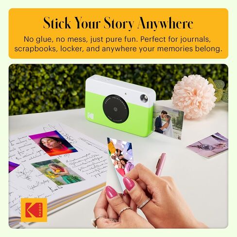 Kodak Printomatic Full-Color Instant Print Camera Starter Bundle + Carrying Case + Zink 20pk Photo Paper - Colorful Photos On 2x3 Sticky-Back Paper - Fun Gift for Birthday Christmas Holiday - Yellow in Kuwait