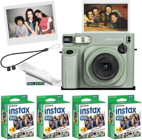FUJIFILM instax Wide 400 Instant Film Camera (Green + Extra Film (40 Sheets) and Travel Bag) in Kuwait