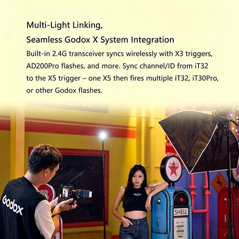 Godox iT32 TTL Camera Flash with X5S Trigger HSS GN18 for Sony | 2.4G Wireless, magnetic hotshoe & trigger 2-in-1, touch screen, LED modeling light, rotatable head, USB-C, 1.5s recycle in Kuwait