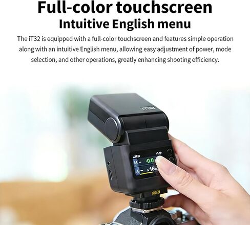 Godox iT32 TTL Camera Flash with X5S Trigger HSS GN18 for Sony | 2.4G Wireless, magnetic hotshoe & trigger 2-in-1, touch screen, LED modeling light, rotatable head, USB-C, 1.5s recycle in Kuwait