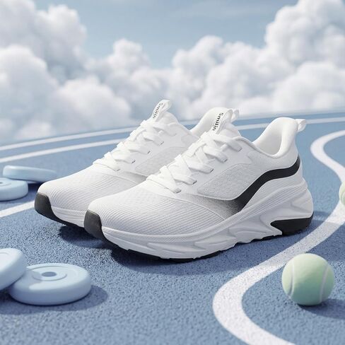 SMILIN Women's Walking Running Shoes with Arch Support, Athletic Comfortable Cushioned Lightweight Tennis Shoes, Lace Up Fashion Sneakers for Standing All Day Work Gym Workout Travel Cross Training in Kuwait