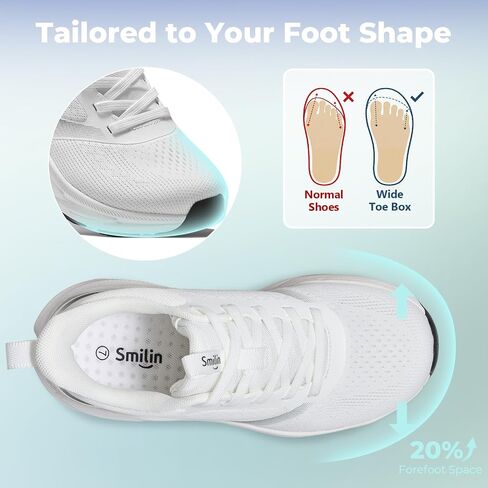 SMILIN Women's Walking Running Shoes with Arch Support, Athletic Comfortable Cushioned Lightweight Tennis Shoes, Lace Up Fashion Sneakers for Standing All Day Work Gym Workout Travel Cross Training in Kuwait