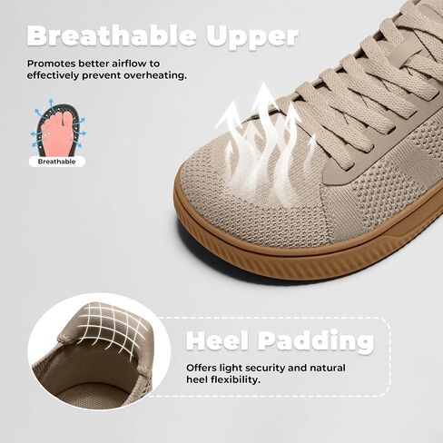 AIRHAS Womens Wide Toe Box Barefoot Shoes Zero Drop Fashion Sneakers for Women Walking Casual Minimalist Shoes(Brown/Gum,8.0) in Kuwait