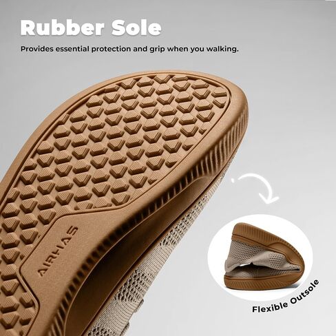 AIRHAS Womens Wide Toe Box Barefoot Shoes Zero Drop Fashion Sneakers for Women Walking Casual Minimalist Shoes(Brown/Gum,8.0) in Kuwait