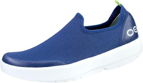 OOFOS OOmg eeZee Low Shoe, White & Navy - Women’s Size 6 - Lightweight Recovery Footwear - Reduces Stress on Feet, Joints & Back - Machine Washable in Kuwait